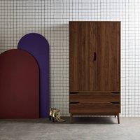sweeek Vintage Dressing Cupboard Wood Decor 2 Doors in Dark Brown