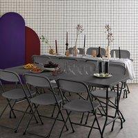 sweeek Pair Of Folding Plastic Reception Tables With 12 Chairs in Dark Grey