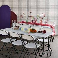 sweeek Pair Of Folding Plastic Reception Tables With 12 Chairs in White