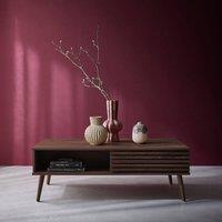 sweeek Scandi-style Coffee Table With Wooden Grooved Effect in Dark Brown