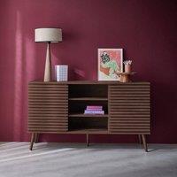 sweeek 140cm Scandi-style Sideboard With Wooden Effect in Dark Brown