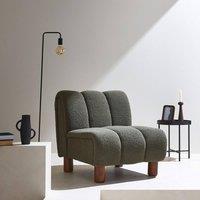 sweeek Wooden armchair with rounded legs in boucle fabric in Khaki