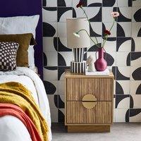 sweeek 2-drawer bedside table in grooved mango wooden effect in Brown