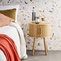 sweeek Scandinavian bedside table wood decor 2 sliding doors in Beige