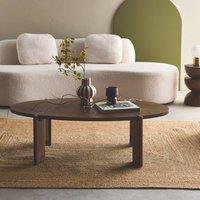 sweeek Oval Coffee Table In Solid Mango Wood in Dark Brown