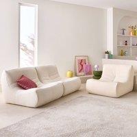 sweeek Modular scandinavian armchair in textured boucle fabric in White