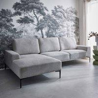 sweeek 3-seater corner sofa, left-hand in fabric & metal in Light Grey