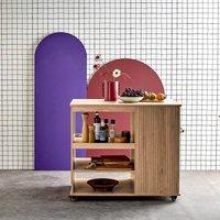 sweeek Wood decor kitchen island with wine rack L100cm in Beige