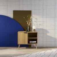 sweeek 80cm Walnut-effect Sideboard With 2 Shelves in Light Grey