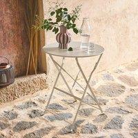 sweeek Folding Metal Bistro Garden Table 60cm Seats 2 in Beige