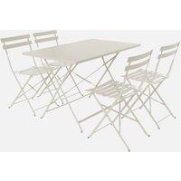 sweeek 4-seater Folding Metal Bistro Garden Table in Beige