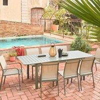 sweeek Set Of 4 Stackable Aluminium Garden Chairs in Khaki