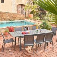 sweeek Set Of 4 Stackable Aluminium Garden Chairs in Dark Grey