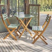 sweeek Acacia Wood Garden Table 2 Folding Chairs in Green