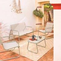 sweeek 4-seater Steel Garden Sofa Set in Khaki