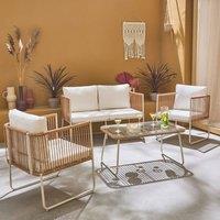 sweeek 4-seater Garden Sofa Set With Plastic Ropes In Galvanised Steel in Light Brown