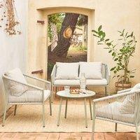 sweeek 4-seater Garden Sofa Set In Steel & Resin Ropes in Beige