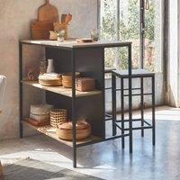 sweeek Wood & metal high table with 2 stools in Beige