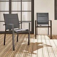 sweeek Pair Of Stackable Aluminium Garden Armchairs in Grey