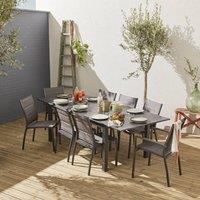 sweeek 8-seater Extendable Aluminium Garden Table Set With Chairs in Brown