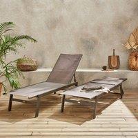 sweeek Set Of 2 Multi-position Deckchairs Textilene & Steel in Brown