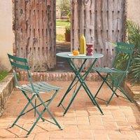 sweeek Round Folding Metal Bistro Garden Table With 2 Chairs in Blue