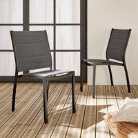 sweeek Pair Of Stackable Aluminium Garden Chairs in Dark Grey
