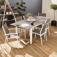 sweeek 6-seater Extendable Aluminium Garden Table With Chairs in White
