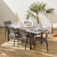 sweeek 6-seater Extendable Aluminium Garden Table Set With Chairs in Grey