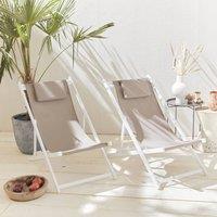 sweeek Set Of 2 Aluminium Multi-position Sun Loungers in Medium Beige