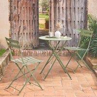 sweeek Round Folding Metal Bistro Garden Table With 2 Chairs in Green