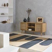sweeek 120cm Tv Unit Wooden & Cane Effect 2 Doors in Light Brown