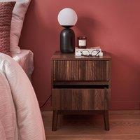 sweeek Grooved Bedside Table With Wood Effect in Light Brown