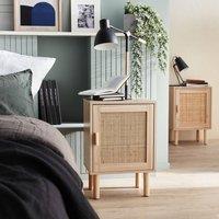 sweeek Pair of woven rattan bedside tables in Beige