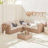sweeek 5-seater Polyrattan Corner Garden Sofa Set in Beige