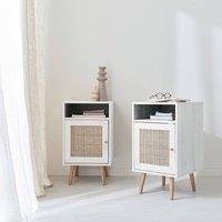 sweeek Pair of scandi-style bedside tables with cupboard in Off-White