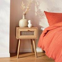sweeek Woven rattan bedside table with drawer in Beige
