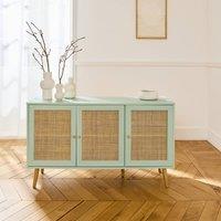 sweeek 120cm Sideboard Cabinet With Wooden Effect in Pale Green