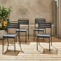 sweeek Set of 4 stackable steel garden chairs in Dark Grey