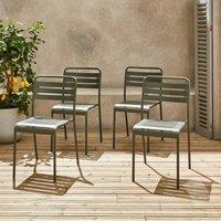 sweeek Set of 4 stackable steel garden chairs in Khaki