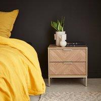 sweeek Wood-effect bedside table with herringbone pattern in Beige