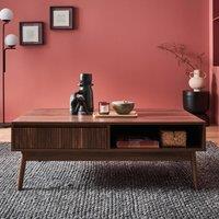 sweeek Grooved wood detail coffee table in Dark Brown
