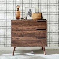 sweeek 3-drawer Chest With Walnut Wood Effect in Dark Brown