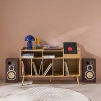 sweeek 130cm Vintage Vinyl Furniture Xl With Wood Effect in Light Brown