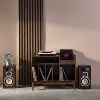 sweeek 100cm vintage vinyl record cabinet with dividers in Dark Brown