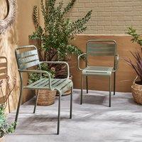 sweeek Set of 2 stackable steel garden armchairs in Khaki