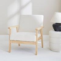 sweeek Scandi-style wood frame armchair in boucle fabric in Cream