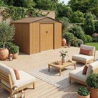 sweeek Metal Garden Shed 5.29m With Anchoring Kit in Light Brown