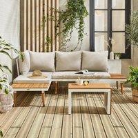 sweeek 4-seater Modular Aluminium & Acacia Garden Lounge Set in Beige