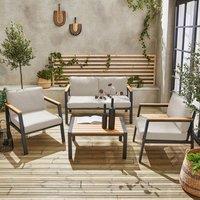 sweeek 4-seater Aluminium & Polywood Garden Sofa Set in Beige